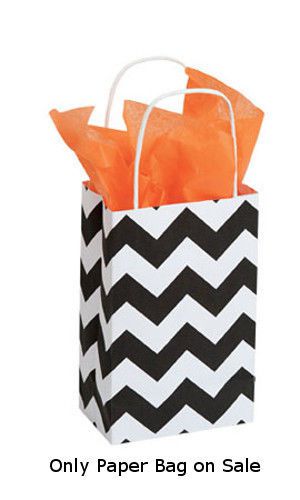 New 100 Paper Bags Small Classic Chevron Paper Shopping Bag 5  1/4 ” x 3  1/4 ” x 8  3/4 ”