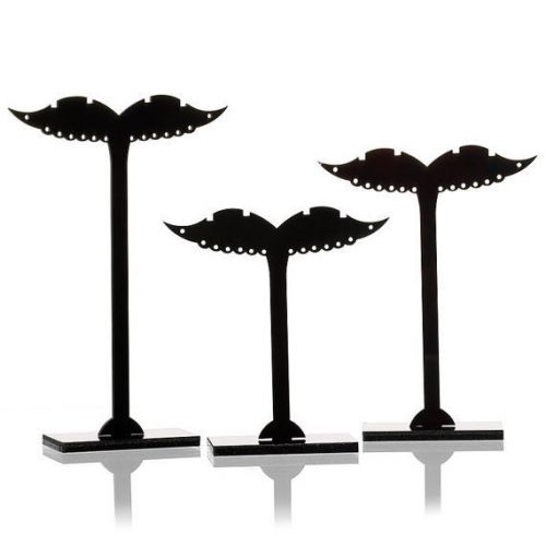Acrylic Mustache Earring Tree Shaped Display Stand Holder - 3 pc set