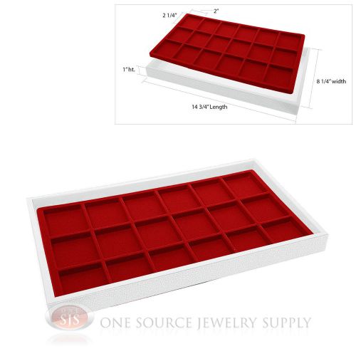White Plastic Display Tray 18 Red Compartment Liner Insert Organizer Storage