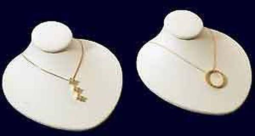 2 New White Leather Jewelry Display Bust Pendants &amp; Necklaces Neck Forms