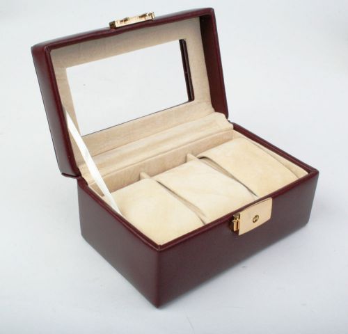Jewelry Collection Collector Box Storage Case for 3 Watches Leather for Men