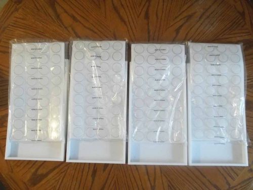 4 Sets New Gemstone Jewelry Display Gem Jars 36 with White Inserts Liner &amp; Tray