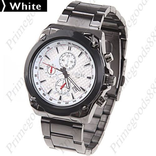 Stainless Steel Wrist Quartz Round Case Free Shipping White Face WristWatch