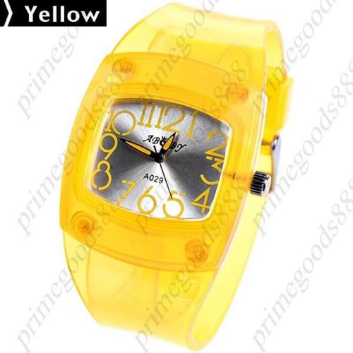 Rubber Band Quartz Analog Wrist Wristwatch Free Shipping Women&#039;s Yellow