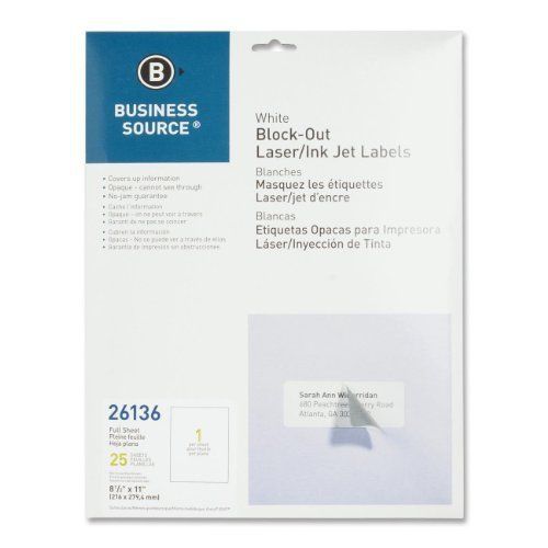 Business source block-out full sheet laser/inkjet label - 8.50&#034; width (bsn26136) for sale