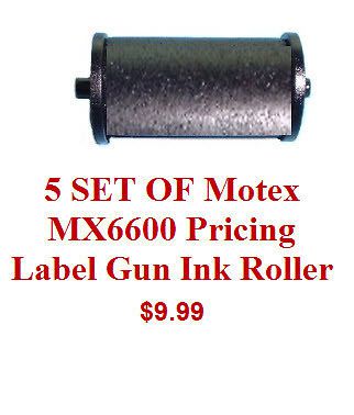 5 SET OF Motex MX6600 Pricing Label Gun Ink Roller all brand new and fresh 18mm