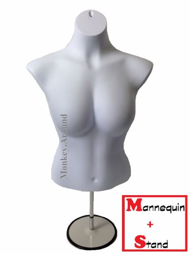 Mannequin Female White Torso Dress Form Women Display Clothing Hanging + Stand