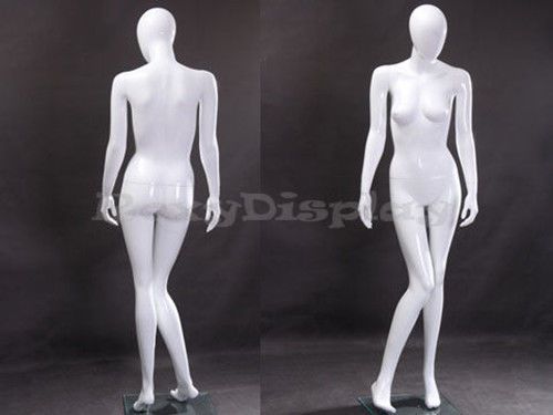 Female Fiberglass Glossy White Mannequin Egg Head #MZ-ZARA2EG