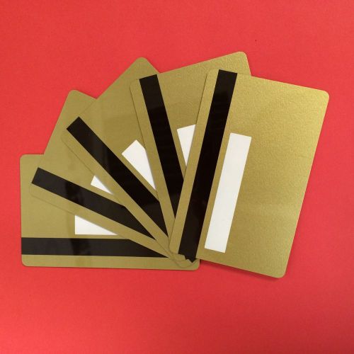 5 gold pvc cards-hico mag stripe 2 track with signature panel- cr80 .30 mil for sale