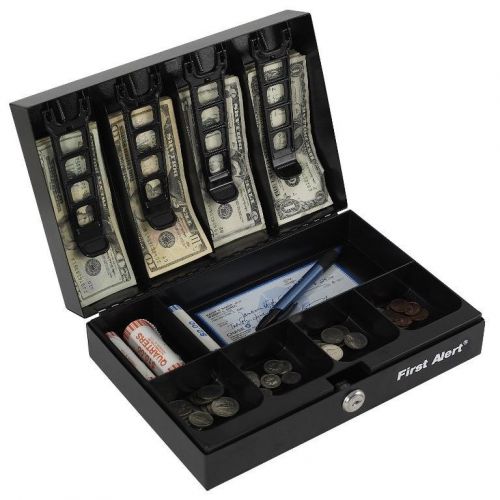 First alert cash box safe money tray steel security locking bank black office for sale