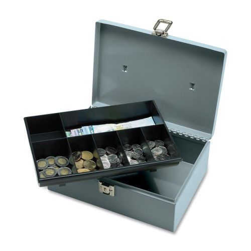 Sparco gray cash box, w/ latch lock, 2 keys, 7 cmpmnts, 11&#034; x 7-3/4&#034; x 4&#034; for sale
