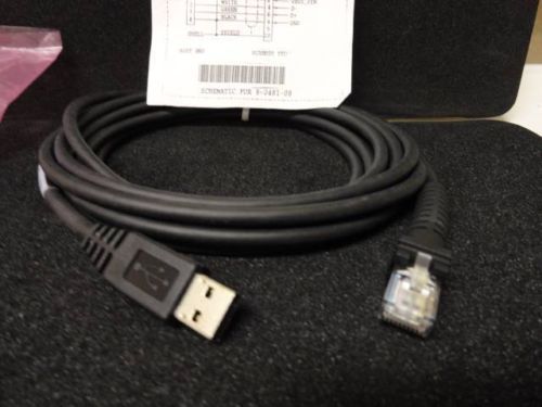 Datalogic 8-0481-08 Cable 12&#039; USB QS2500, PS-7000 Straight Black USA   AA46