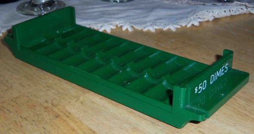 Plastic coin roll tray holder $10 10 dime rolls green color-coded bank equipment for sale
