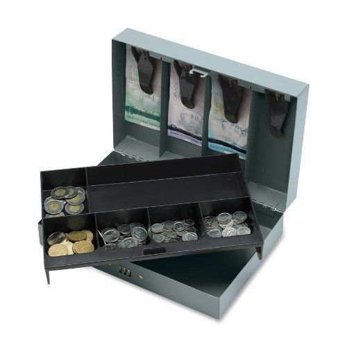 Sparco Steel Combination Lock Cash Box - 6 Coin - Steel - Gray - 3.2&#034; (spr15508)