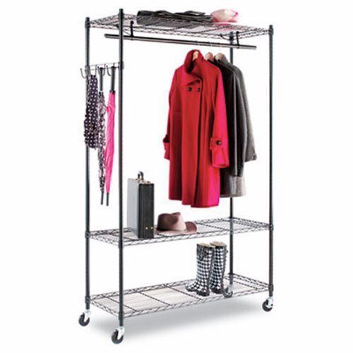 Alera Wire Shelving Garment Rack, Blk Steel w/ Casters (ALEGR354818BL)