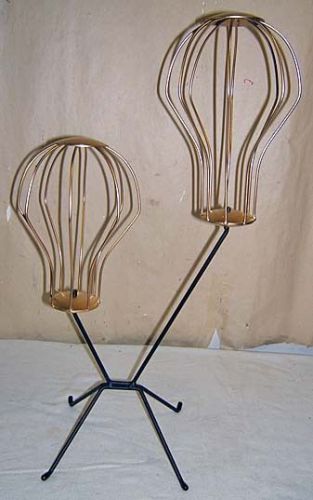 Store display Dbl hat rack stand retro cool gold black all steel made in USA art