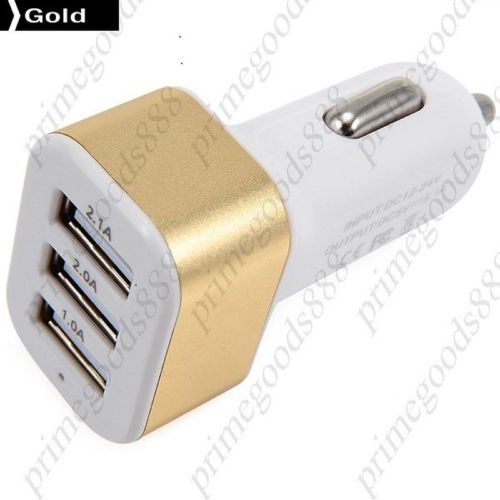 Mini 3 USB Output Car Charger Universal 5.1A  sale cheap low price prices Gold