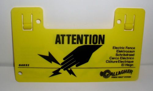 GALLAGHER BRIGHT YELLOW ELECTRIC FENCE WARNING SIGN ATTENTION