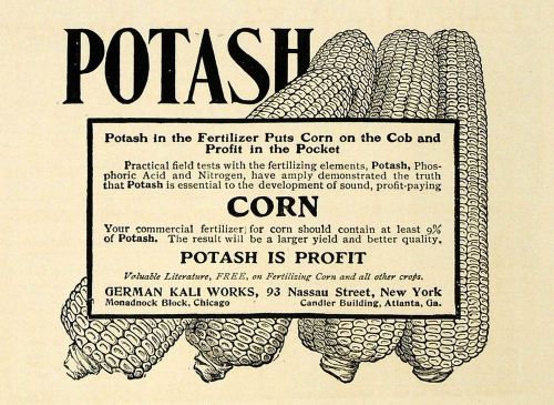 1909 ad corn potash german kali works farm fertilizer - original sub1 for sale