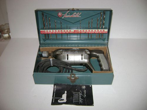 Vintage 1/4 inch Fairchild Electric Drill With Case.n Manual and some Bits