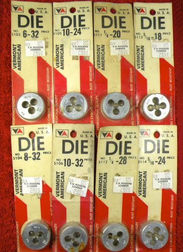 13 Assorted Vermont American 1” Round Threading Dies U.S.A. Made Free Shipping