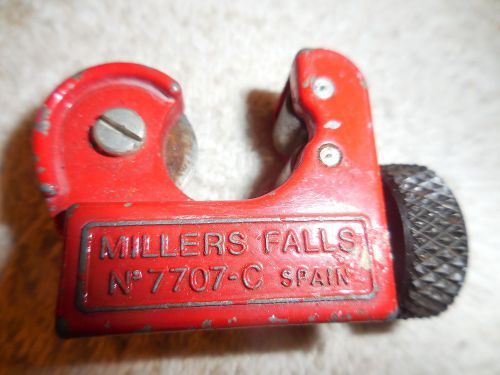 Vintage Millers Falls 7707-c tubing pipe cutter tool,1/8 to 5/8