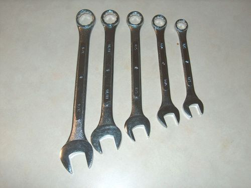 SET OF 5 COMBINATION WRENCHS 1/2&#034; TO 3/4&#034; ** NEW **