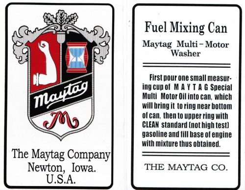 Maytag Gas Engine Motor Mixing Can Decal Quart Measure Motor Model 92 31 72 82