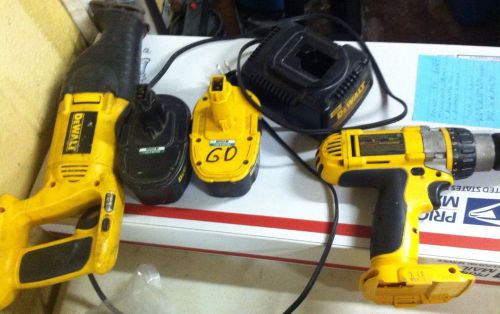 Dewalt 18v 18 Volt Hammer Drill/driver, Reciprocating Saw 2 Batteries Charger