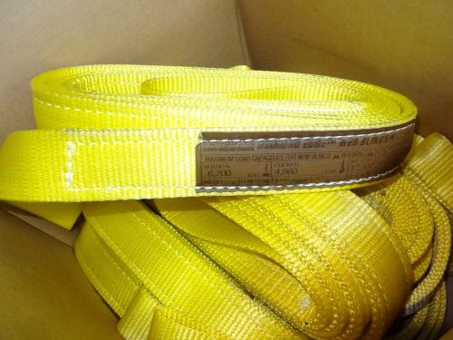2x ee2-902 9&#039; x 2&#034;, polyester web nylon slings 6200lbs vertical eye yellow 2 ply for sale