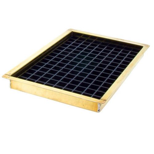 8 1/8&#034; flanged mount drip tray- brass finish w/ drain - draft beer spill catcher for sale