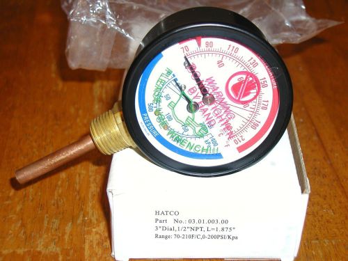 Hatco temperature pressure gauge Part Number 03.01.003.00 NEW &amp; Unused