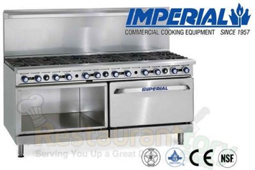 IMPERIAL COMMERCIAL RESTAURANT RANGE 72&#034; W/ OVEN/CABINET PROPANE IR-12-SU-XB