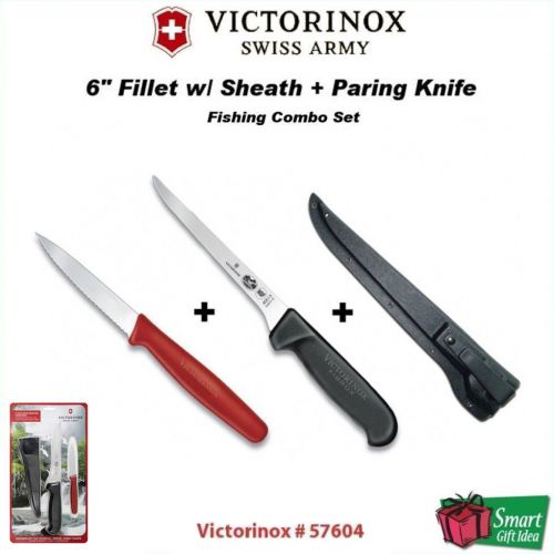 Victorinox Paring Knife / 6&#034; Fillet Knife w/ Sheath, Fishing Combo Set #57604