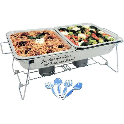Twin Dipper Set w/ Fold-A-Way Chafing Rack Party Catering Foil Pans