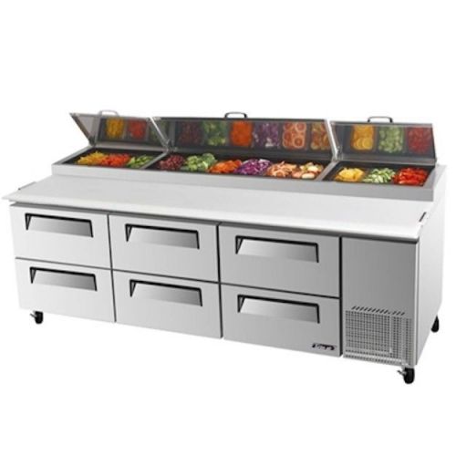 New turbo air 93&#034; super deluxe stainless steel pizza prep table !! 6 drawers! for sale