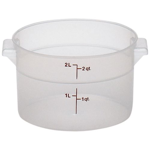 Cambro 2 qt. round food storage containers, 12pk translucent rfs2pp-190 for sale