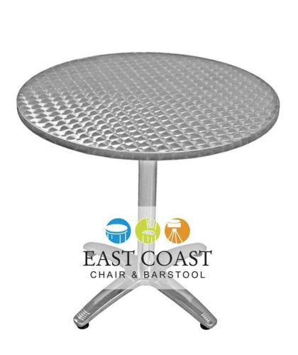 New 24&#034; round stainless steel outdoor table &amp; aluminum base set - table height for sale