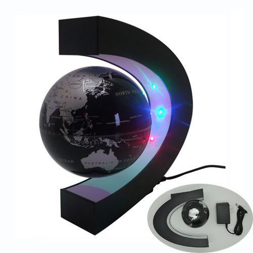 C shape Decoration With Magnetic Levitation Floating Globe World Map LED Light