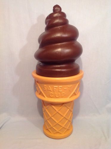 Large 26&#034; Safe-T Cup Swirl Chocolate Ice Cream Cone Bank Blow Mold Pop Art