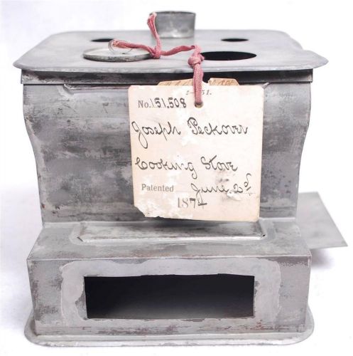 * VERY RARE * Antique 1874 US Patent Model Cooking Stove Original Patent Tag