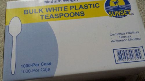 SUNSET BRAND MEDIUM WEIGHT BULK WHITE PLASTIC TEASPOONS 1000 COUNT