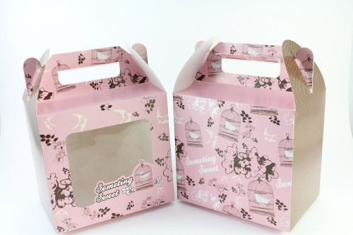 15X10x14 CM PINK&amp;BROWN BAKERY BOXES GREAT FOR COOKIE , DOLL, SNACK AND CANDY