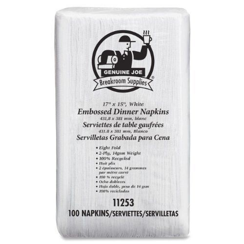 Genuine joe gjo11253 embossed dinner napkin, 1-ply, 17&#034;x 15&#034; white  3000 for sale