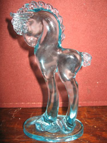 Aqua Blue glass Pony / horse paperweight colt seafoam mint farm animal art race