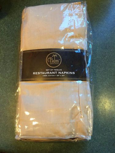 &#034;THE PALM&#034; Restaurant/Dinner Napkins- Tan -Cotton-  20&#034;X20&#034;- SET OF 12