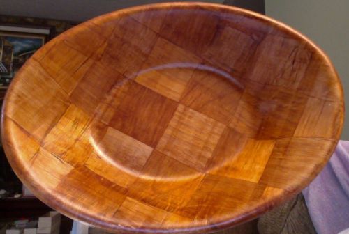 Lot of 10 Halco 12&#034; x 9&#034; Oval Parquet Woven Wood Serving Snack Salad Bowls NEW