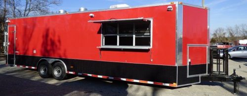 Concession Trailer 8.5&#039;x28&#039; Red - Enclosed Food Catering Event