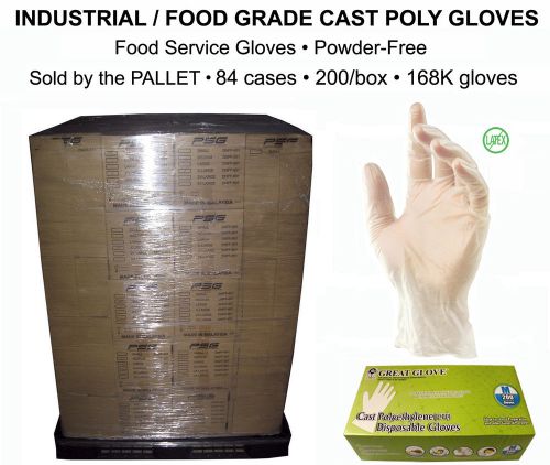 Pallet - industrial/food polyethylene gloves - 84 cases - 168k gloves - 200/box for sale