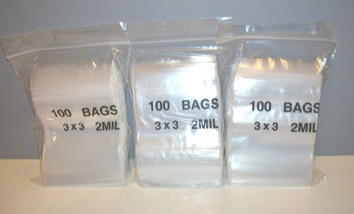 300  3&#034;  x  3&#034; zip lock bags  2 mil thick clear storage bags  zip lock baggies for sale